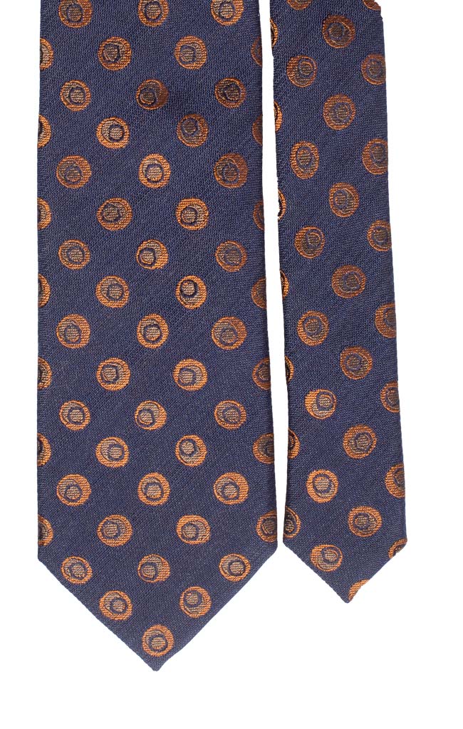 Cravatta in Lana Seta Blu Fantasia Ruggine Marrone Made in Italy Graffeo Cravatte Pala