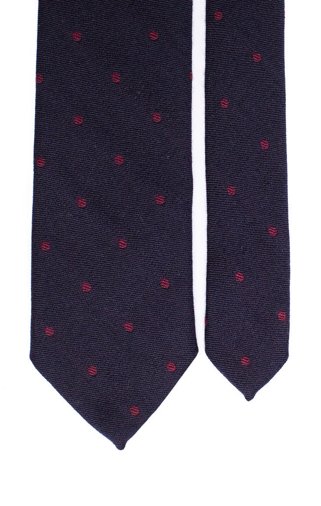Cravatta in Lana Seta Blu a Pois Bordeaux Made in Italy Graffeo Cravatte Pala