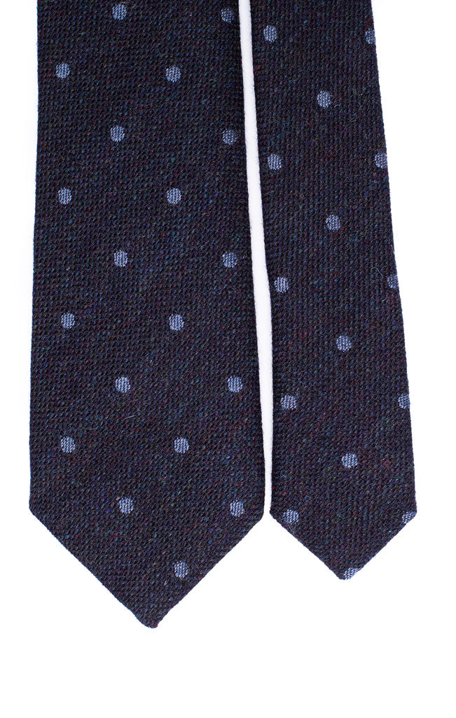 Cravatta in Lana Seta Blu Verde a Pois Celeste Made in Italy Graffeo Cravatte Pala