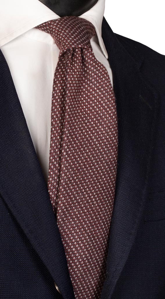 Cravatta in Lana Seta Bordeaux Fantasia Grigia Made in Italy Graffeo Cravatte