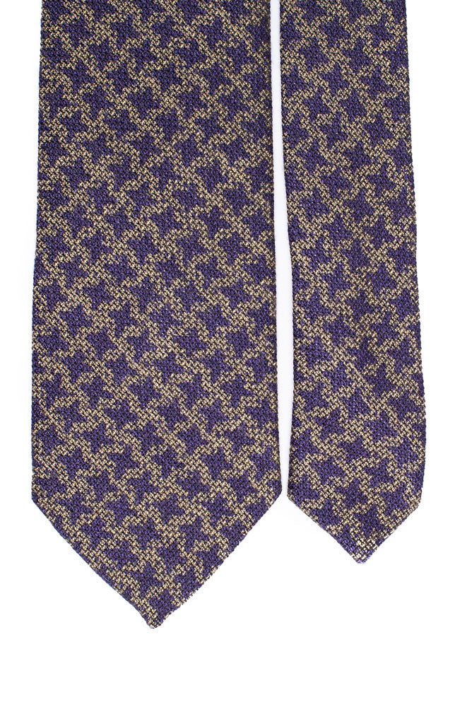 Cravatta in lana Seta Senape Pied de Poule Blu Made in Italy Graffeo Cravatte Pala