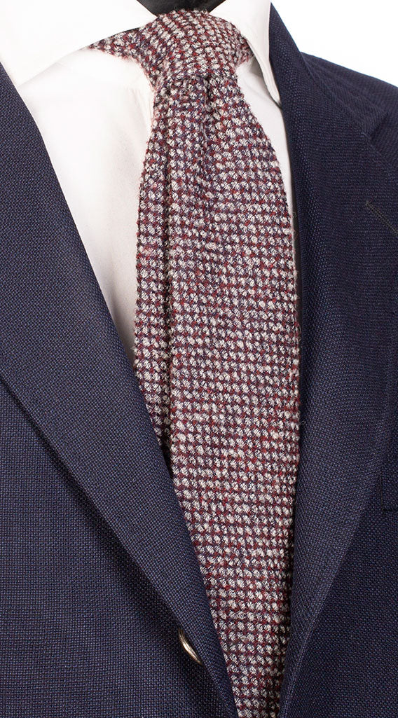 Cravatta in Lana Seta Grigia Bordeaux a Fantasia Made in Italy Graffeo Cravatte