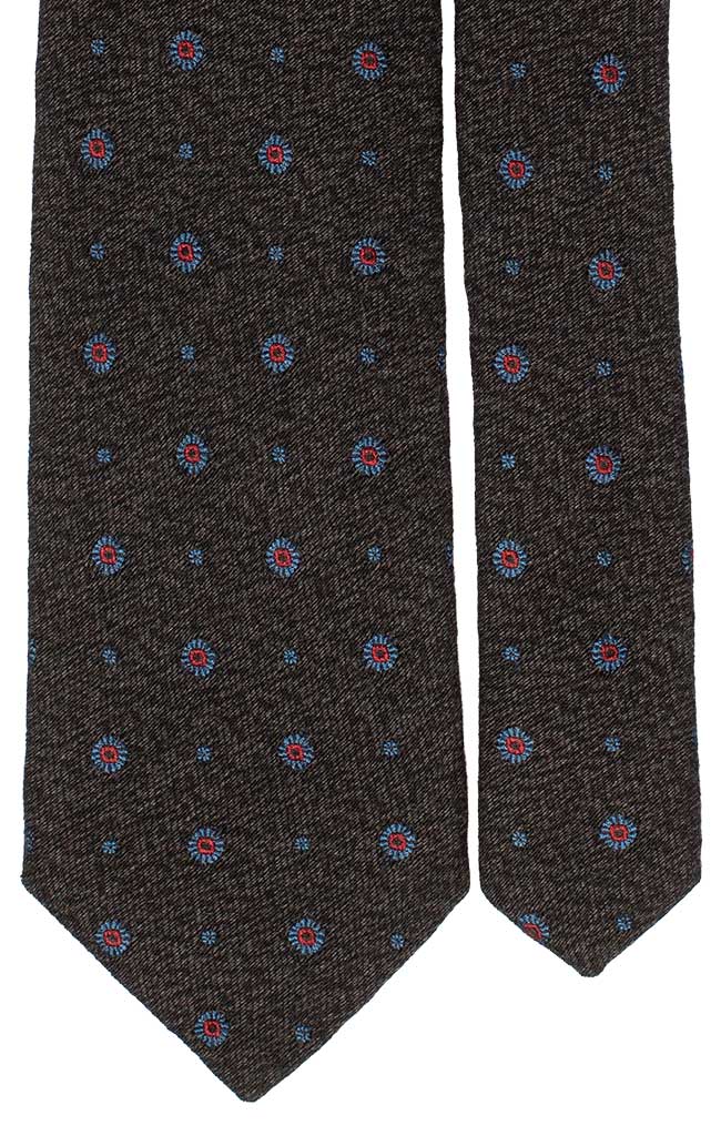 Cravatta in Lana Seta Grigia Fantasia Celeste Rosso Made in Italy Graffeo Cravatte Pala