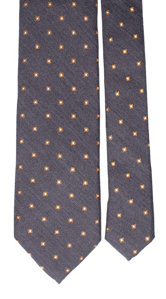 Cravatta in Lana Seta Grigia Fantasia Ruggine Grigio Chiaro Made in Italy Graffeo Cravatte Pala