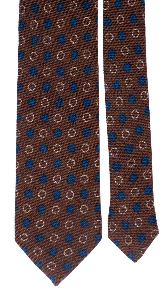 Cravatta in Lana Seta Marrone Fantasia Bluette Beige Made in Italy Graffeo Cravatte Pala