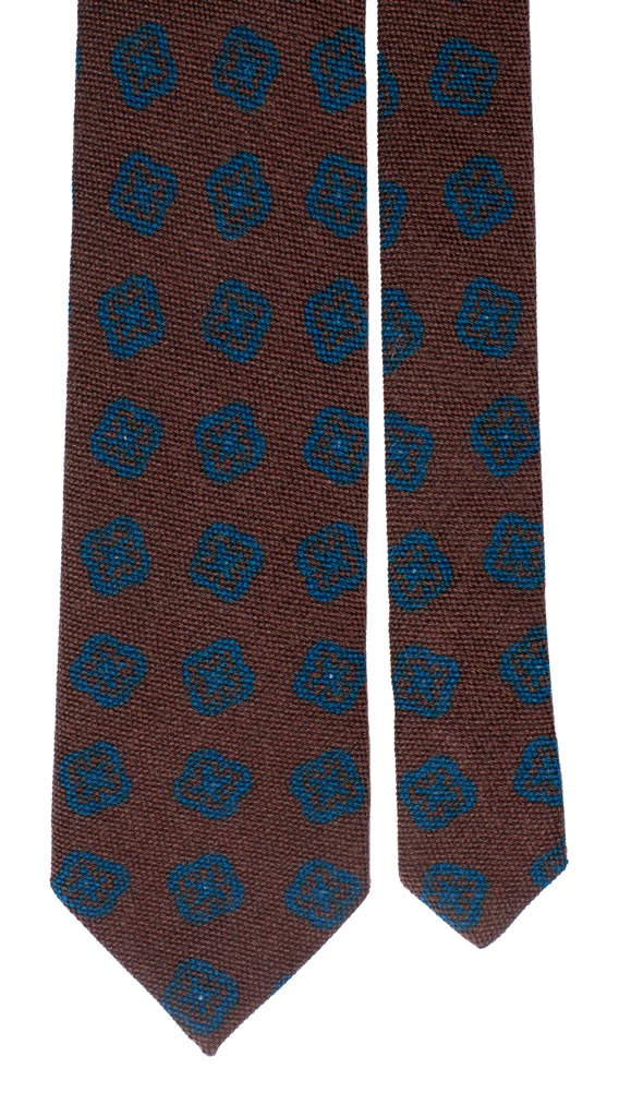 Cravatta in Lana Seta Marrone Fantasia Bluette Made in Italy Graffeo Cravatte Pala