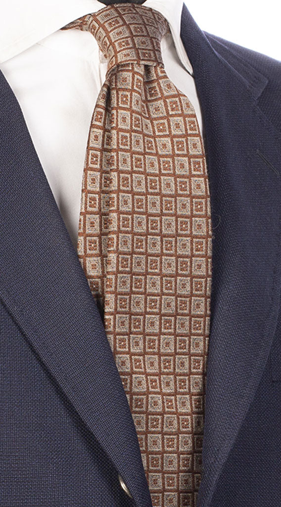 Cravatta in Lana Seta Tortora Marrone Made in Italy Graffeo Cravatte