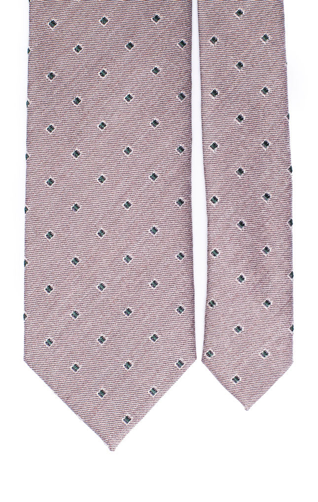 Cravatta in Lana Seta Tortora a Fantasia Verde Bianca Made in Italy Graffeo Cravatte Pala