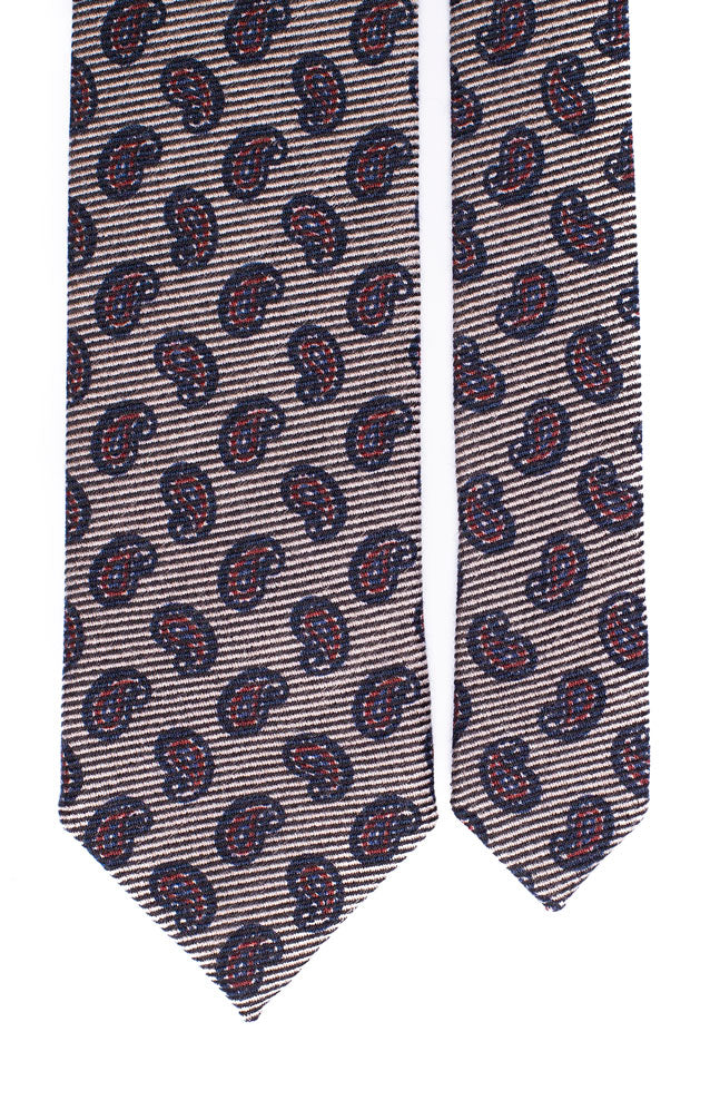 Cravatta in Lana Seta con Righe Orizzontali Marroni Beige Paisley Blu Bordeaux Made in Italy Graffeo Cravatte