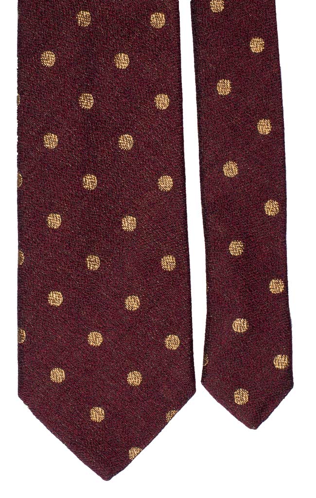 Cravatta in Seta Lino Bordeaux Pois Color Oro Made in Italy Graffeo Cravatte Pala