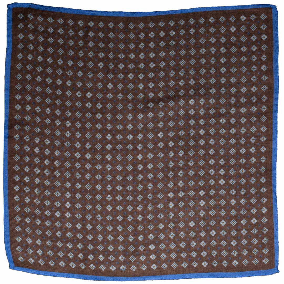 Fazzoletto da Taschino di Lana Blu Bluette Fantasia Azzurra Bianca Made in Italy Graffeo Cravatte