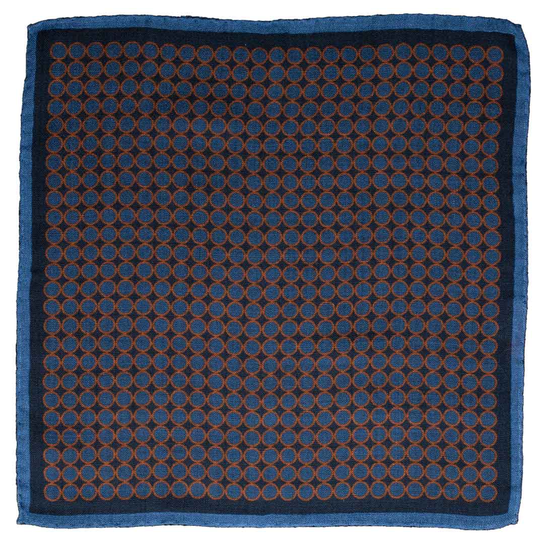 Fazzoletto da Taschino di Lana Fantasia Blu Avio Marrone Made in Italy Graffeo Cravatte