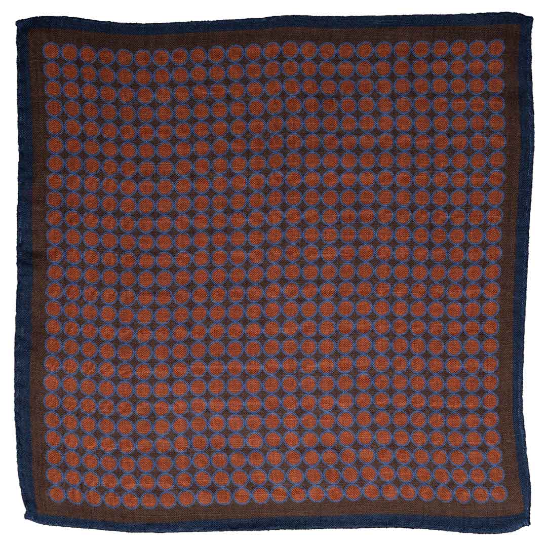 Fazzoletto da Taschino di Lana Marrone Blu Fantasia Ruggine Celeste Made in Italy Graffeo Cravatte