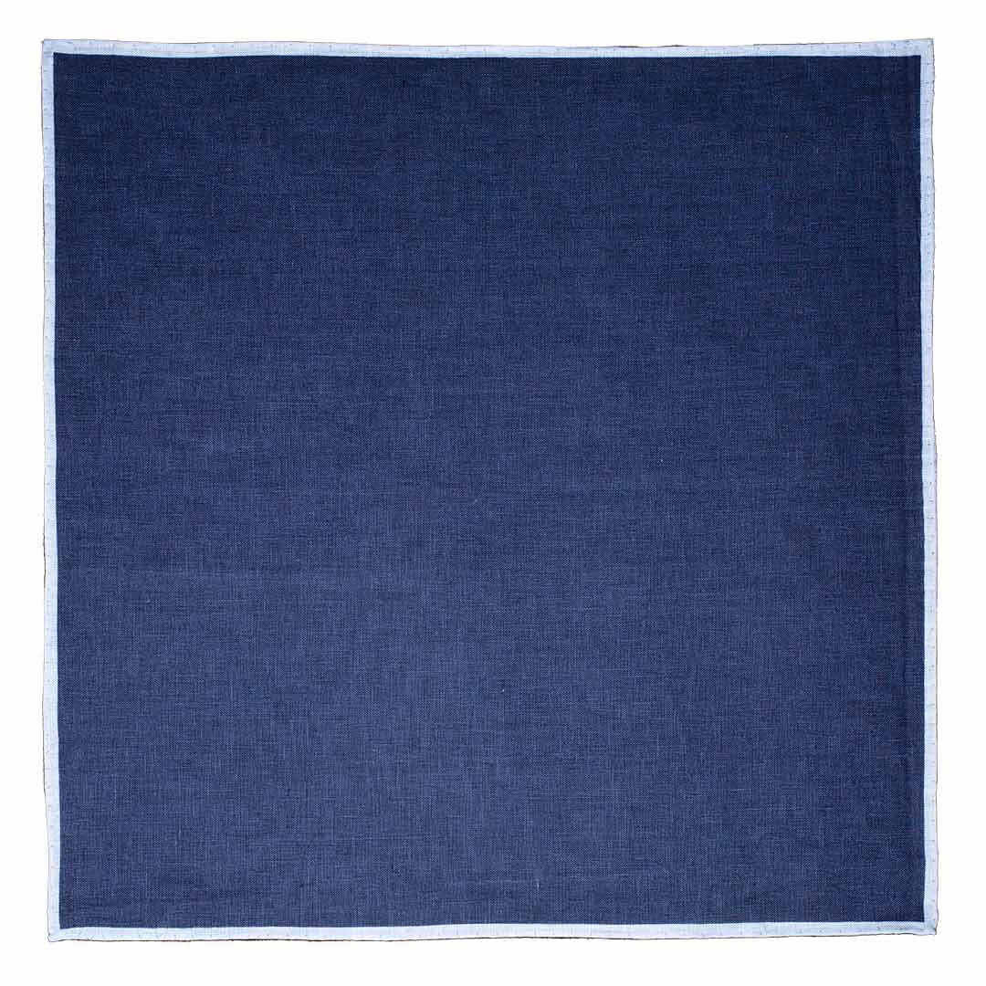 Fazzoletto da Taschino di Lino Blu Azzurra Made in Italy Graffeo Cravatte