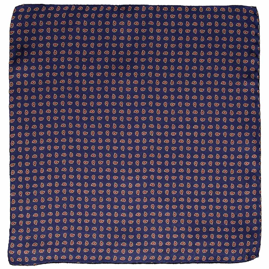 Fazzoletto da Taschino di Seta Blu Paisley Rosso Beige Made in italy Graffeo Cravatte