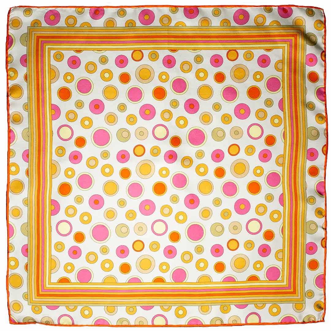 Foulard di Seta Bianco Panna Fantasia Multicolor Made in Italy Graffeo Cravatte