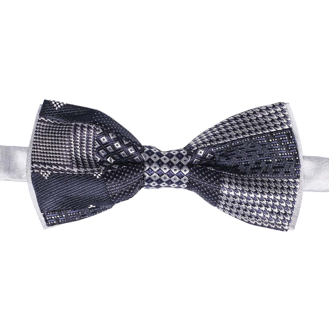 Papillon Uomo Patchwork da Cerimonia di Seta Blu Bianco Made in Italy Graffeo Cravatte