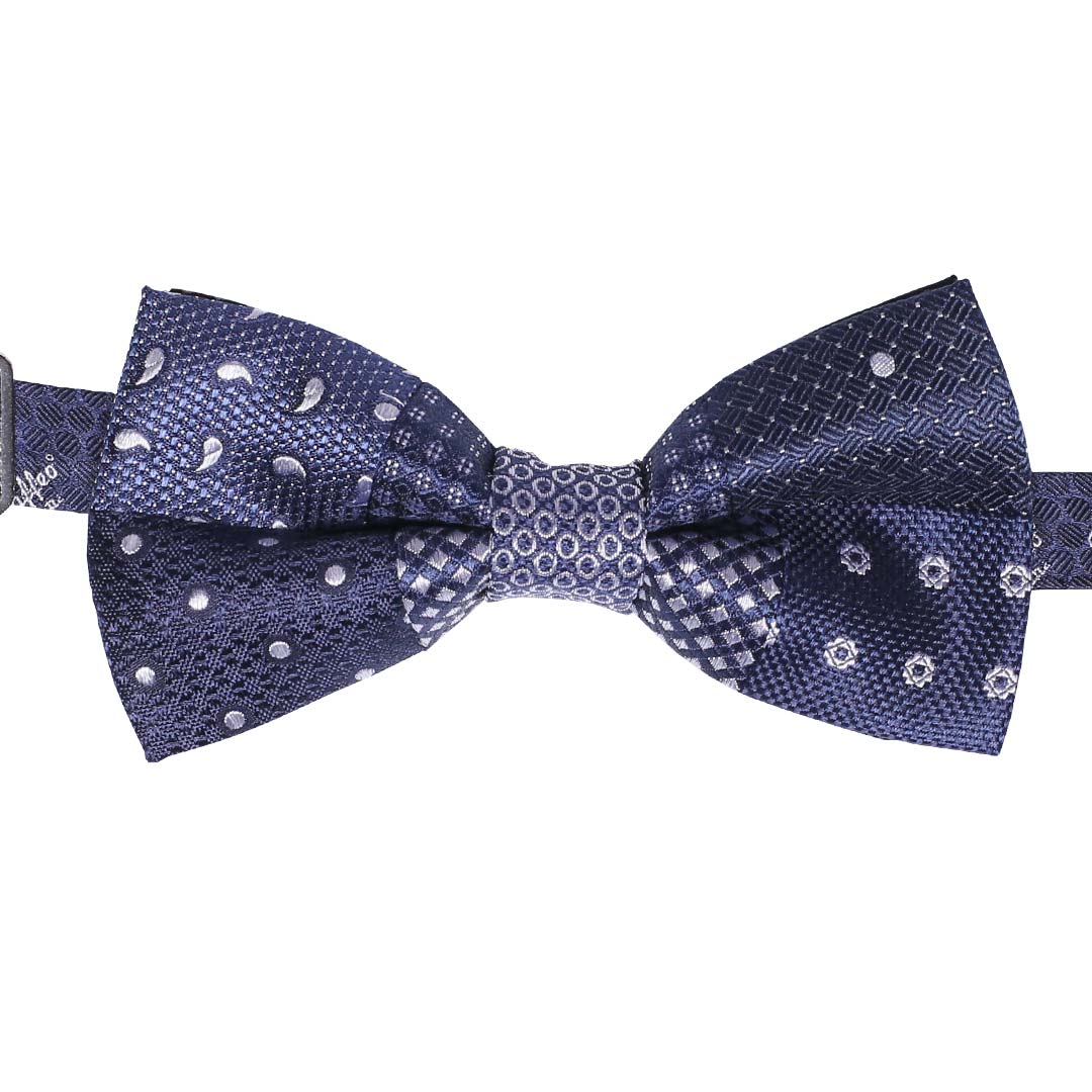 Papillon Uomo Patchwork da Cerimonia di Seta Blu Bianco Made in Italy Graffeo Cravatte