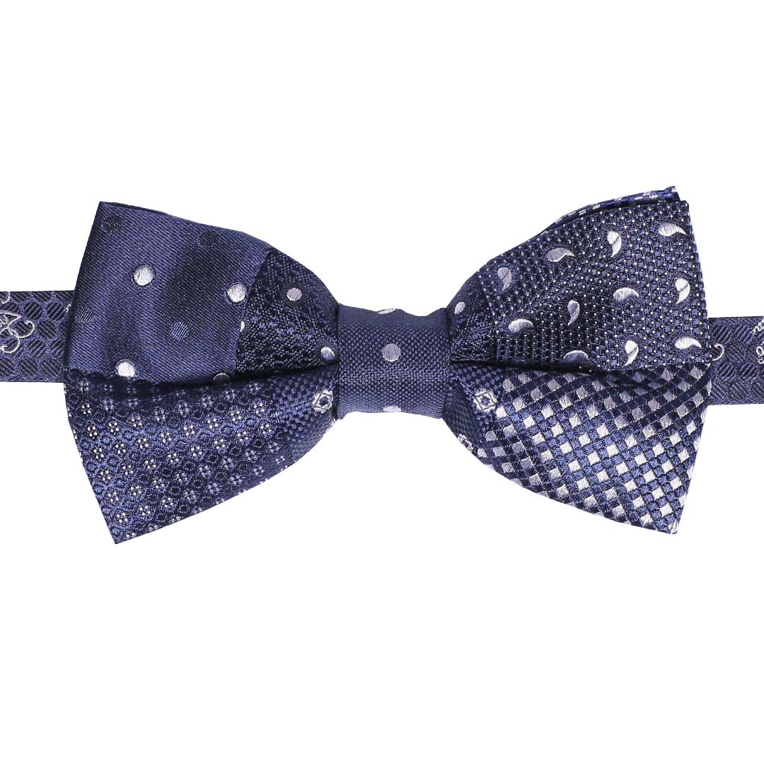 Papillon Uomo Patchwork da Cerimonia di Seta Blu Bianco Made in Italy Graffeo Cravatte