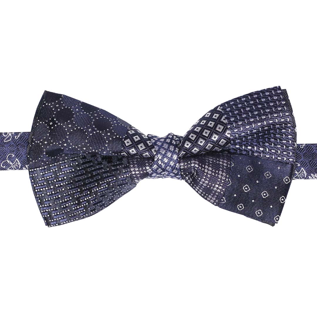Papillon Uomo Patchwork da Cerimonia di Seta Blu Bianco Made in Italy Graffeo Cravatte