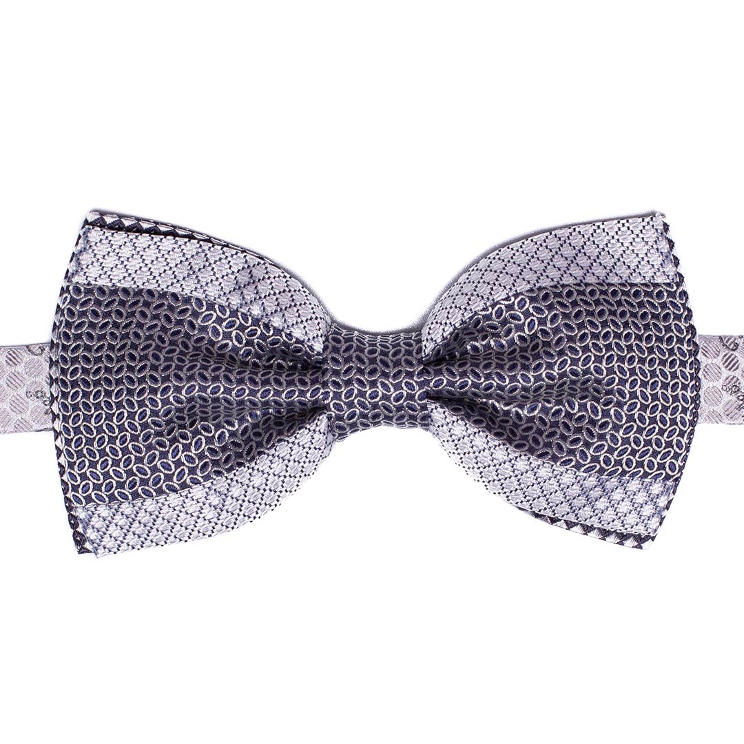 Papillon Uomo Patchwork da Cerimonia di Seta Blu Grigio Argento Blu Made in Italy Graffeo Cravatte