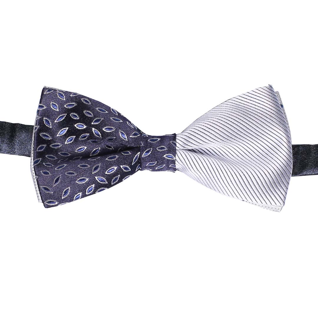 Papillon Uomo Patchwork da Cerimonia di Seta Blu Grigio Argento Made in Italy Graffeo Cravatte