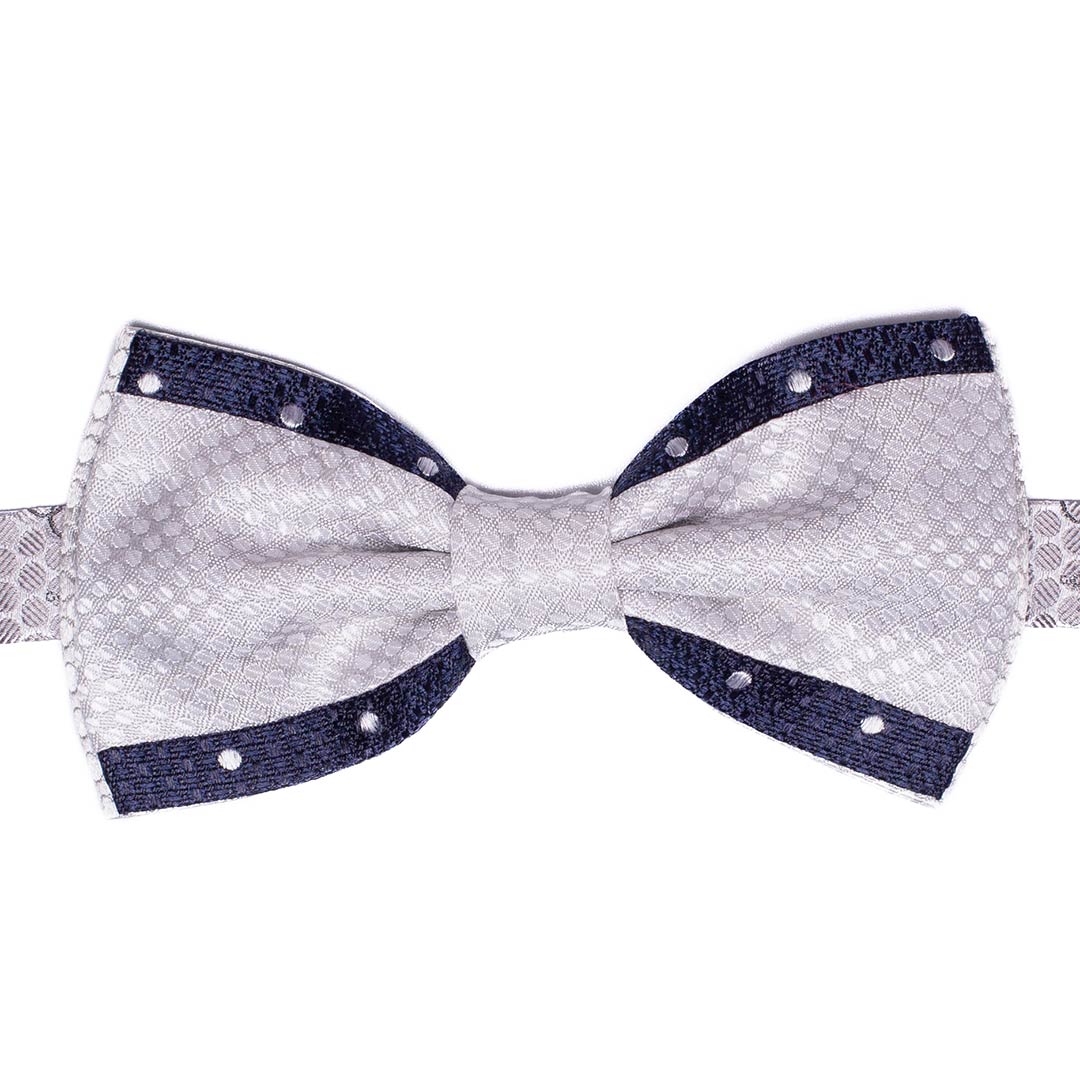 Papillon Uomo Patchwork da Cerimonia di Seta Blu Grigio Argento Made in Italy Graffeo Cravatte