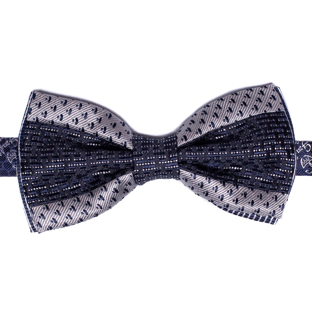 Papillon Uomo Patchwork da Cerimonia di Seta Blu Grigio Argento Made in Italy Graffeo Cravatte