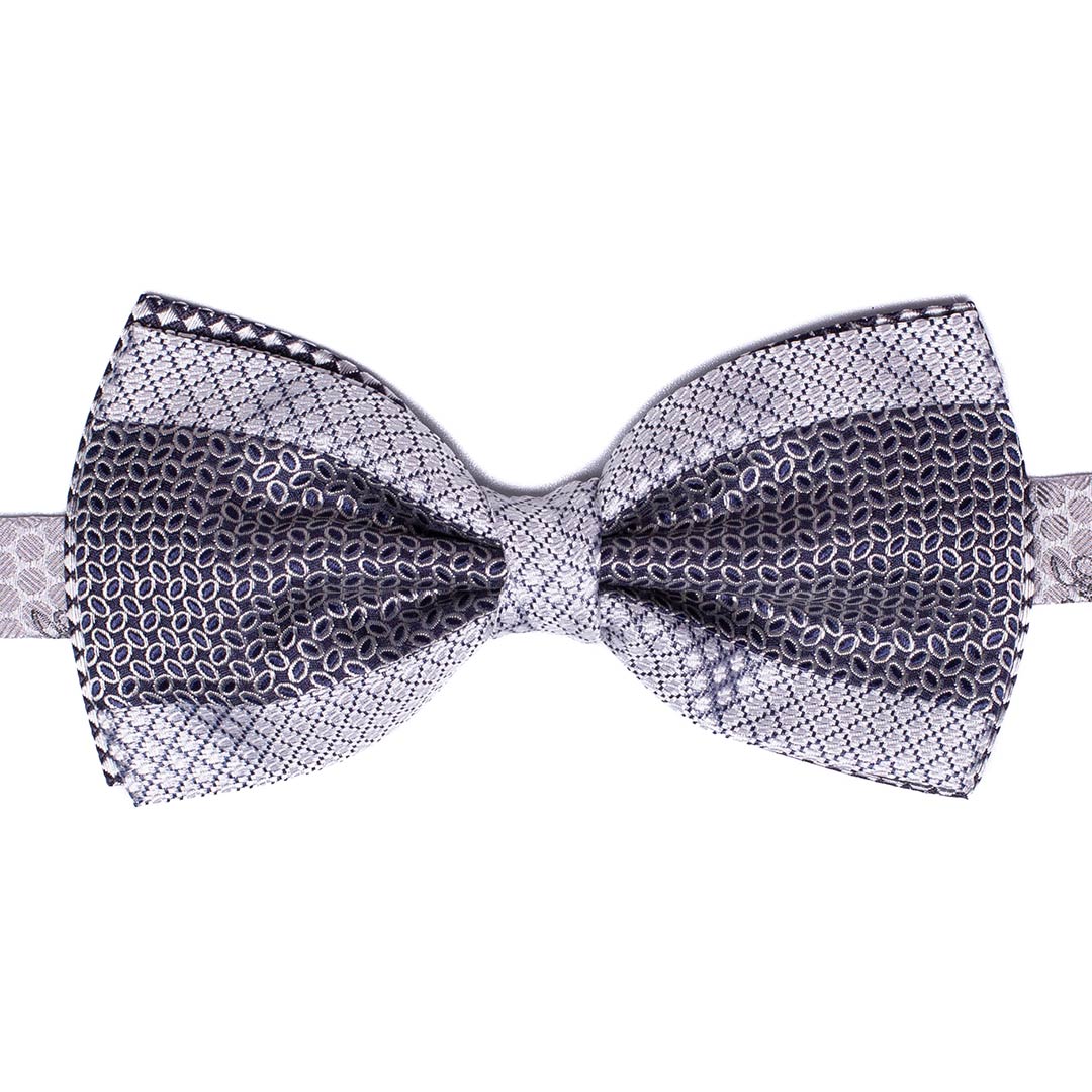 Papillon Uomo Patchwork da Cerimonia di Seta Blu Grigio Argento Made in Italy Graffeo Cravatte