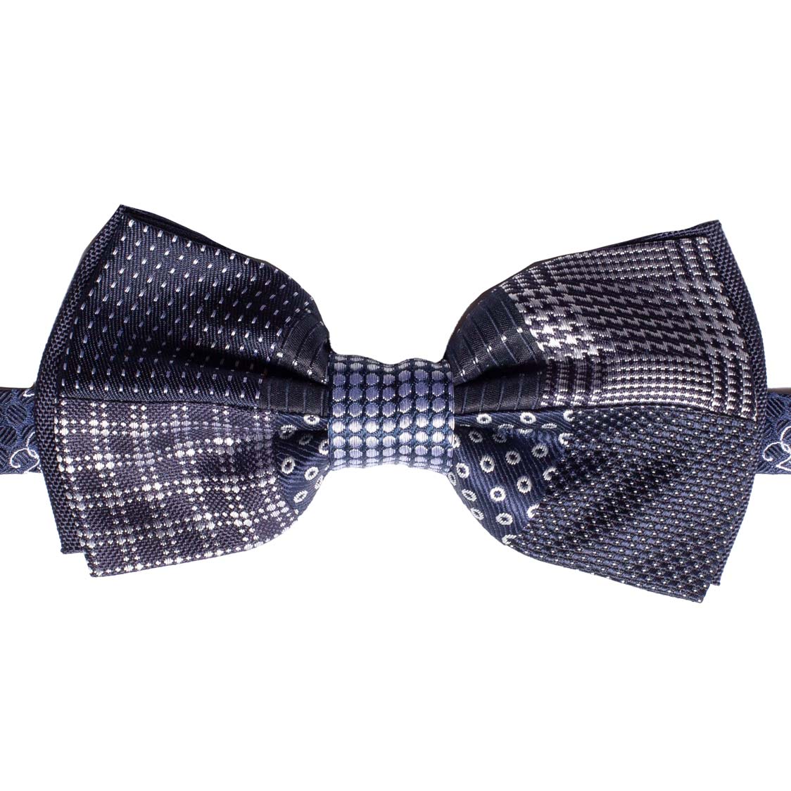 Papillon Uomo Patchwork da Cerimonia di Seta Blu Grigio Argento Made in Italy Graffeo Cravatte