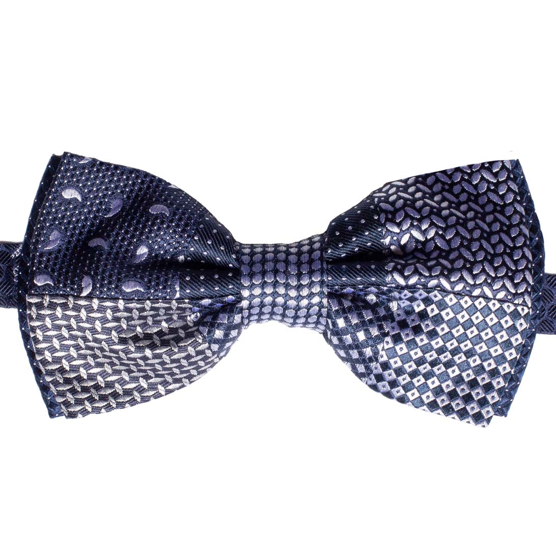 Papillon Uomo Patchwork da Cerimonia di Seta Blu Grigio Argento Made in Italy graffeo Cravatte