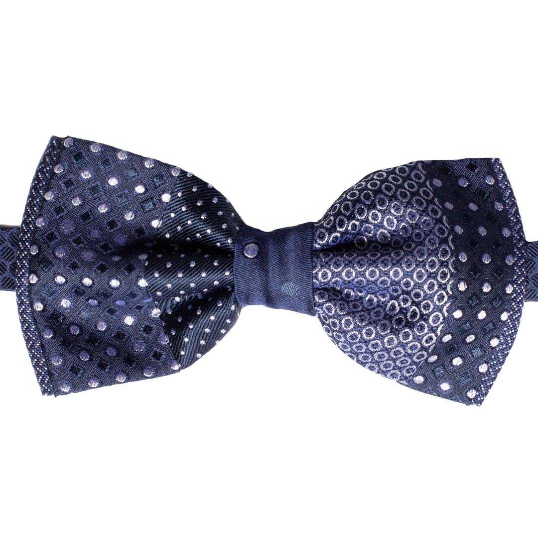 Papillon Uomo Patchwork da Cerimonia di Seta Blu Grigio Argento Made in Italy graffeo Cravatte