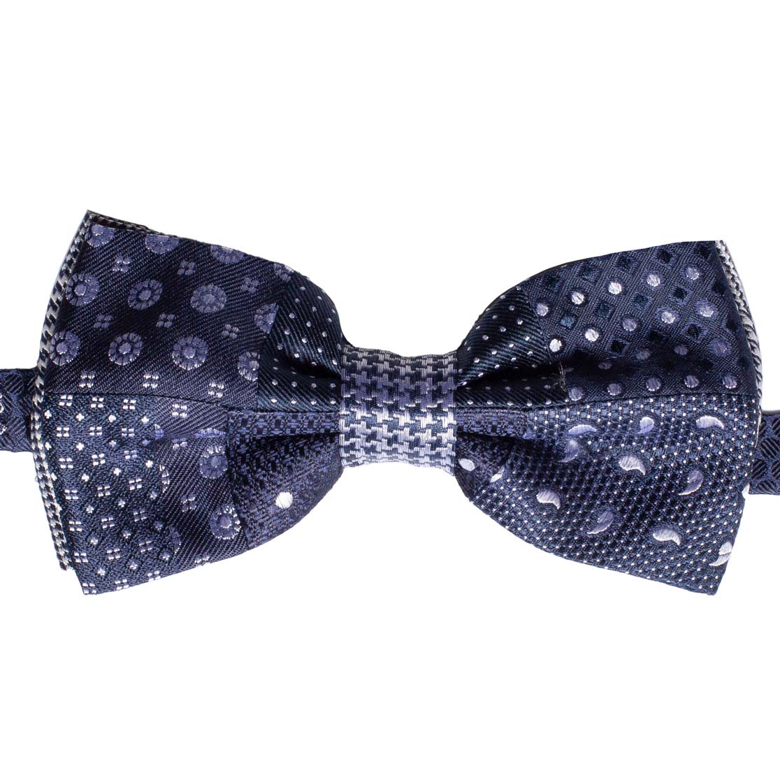 Papillon Uomo Patchwork da Cerimonia di Seta Blu Grigio Argento Made in Italy graffeo Cravatte