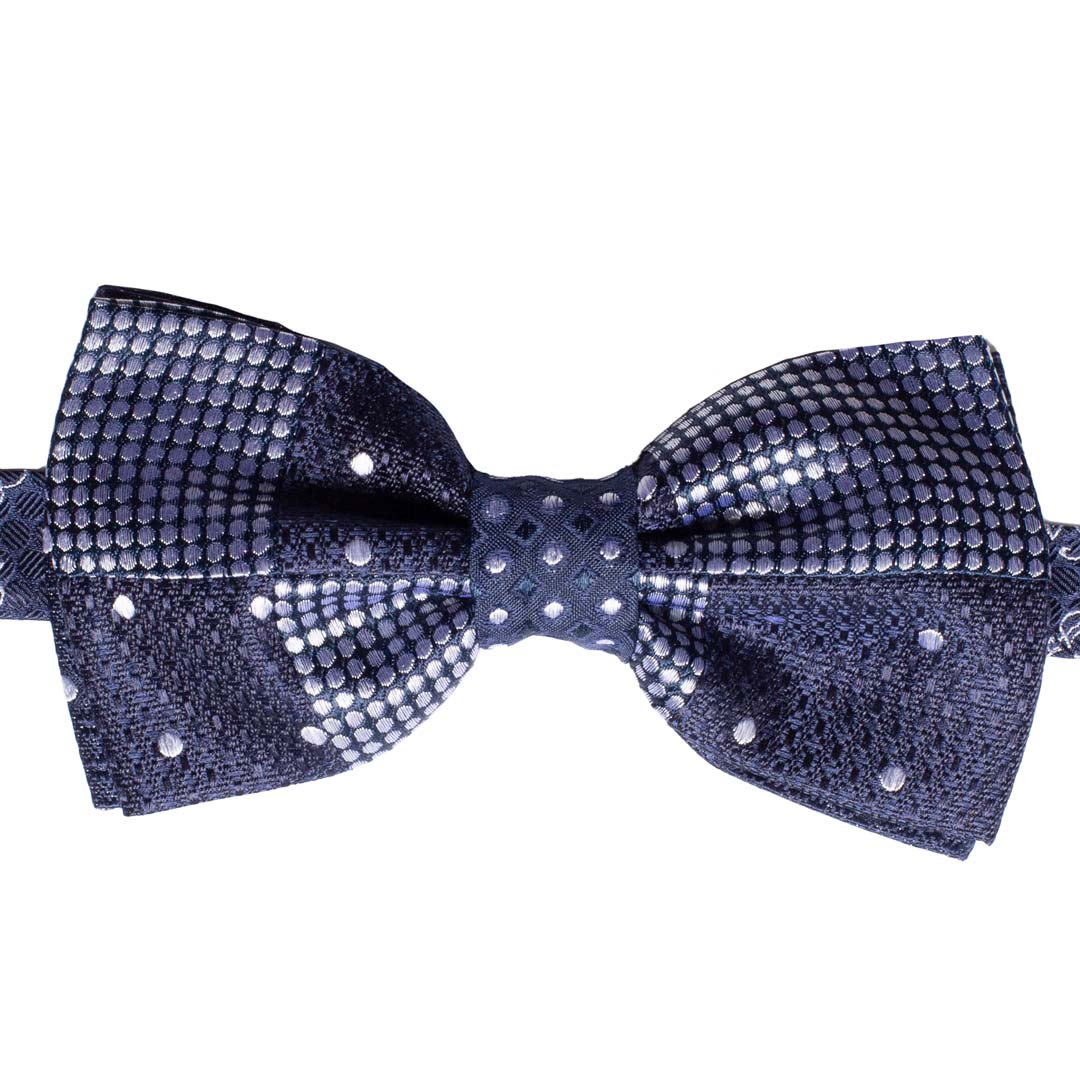 Papillon Uomo Patchwork da Cerimonia di Seta Blu Grigio Argento Made in Italy Graffeo Cravatte