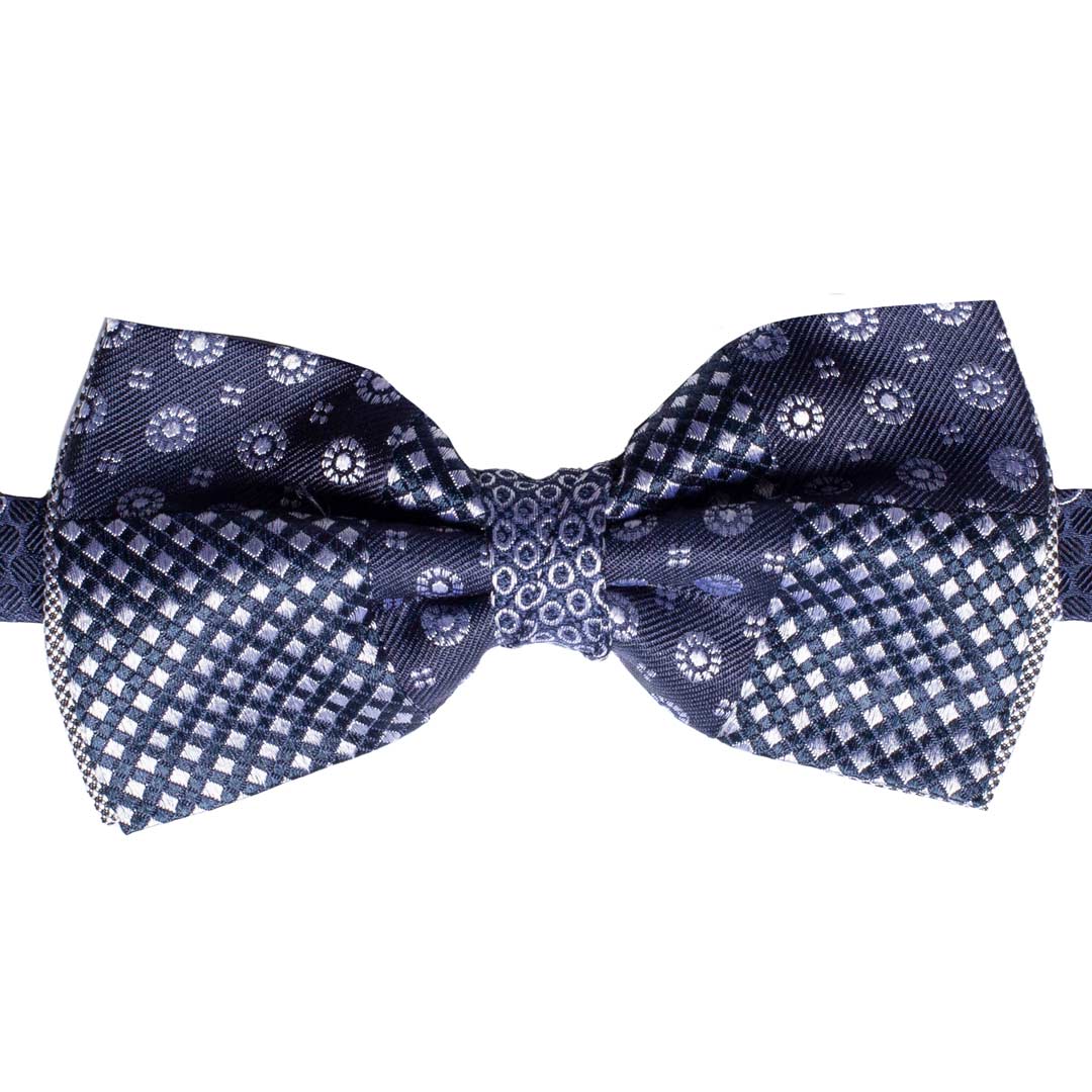 Papillon Uomo Patchwork da Cerimonia di Seta Blu Grigio Argento Made in Italy Graffeo Cravatte