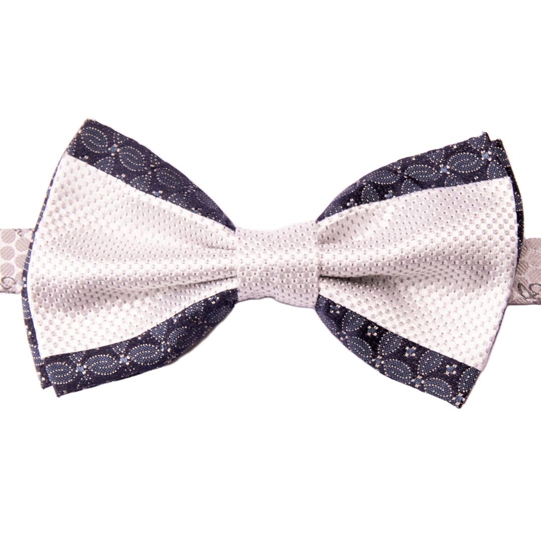 Papillon Uomo Patchwork da Cerimonia di Seta Grigio Argento Blu Made in Italy Graffeo Cravatte