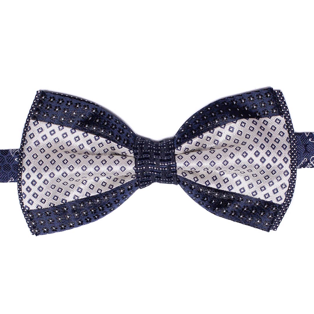 Papillon Uomo Patchwork da Cerimonia di Seta Grigio Argento Blu Made in Italy graffeo Cravatte