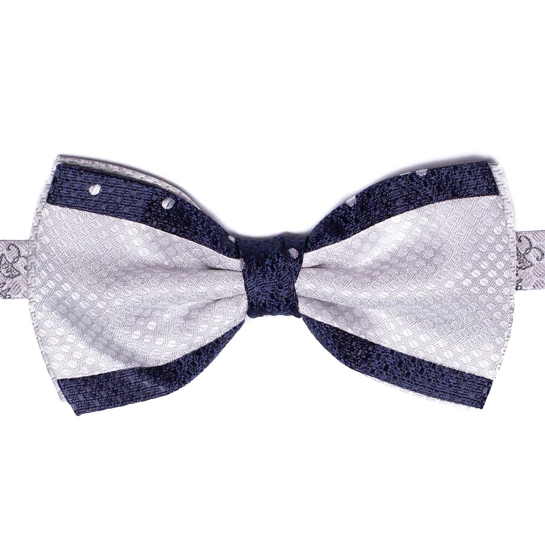 Papillon Uomo Patchwork da Cerimonia di Seta Grigio Argento Blu Made in Italy Graffeo Cravatte