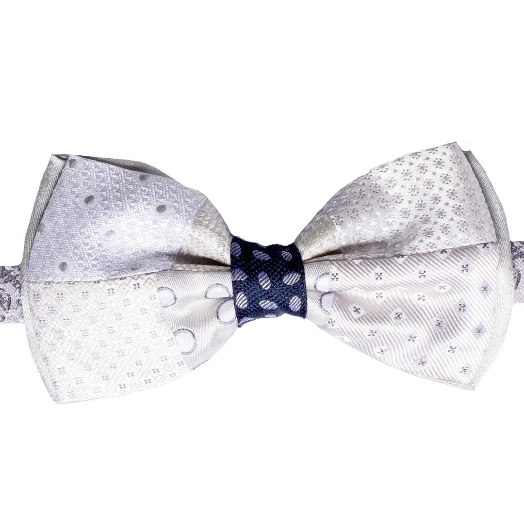 Papillon Uomo Patchwork da Cerimonia di Seta Grigio Argento Blu Made in Italy graffeo Cravatte