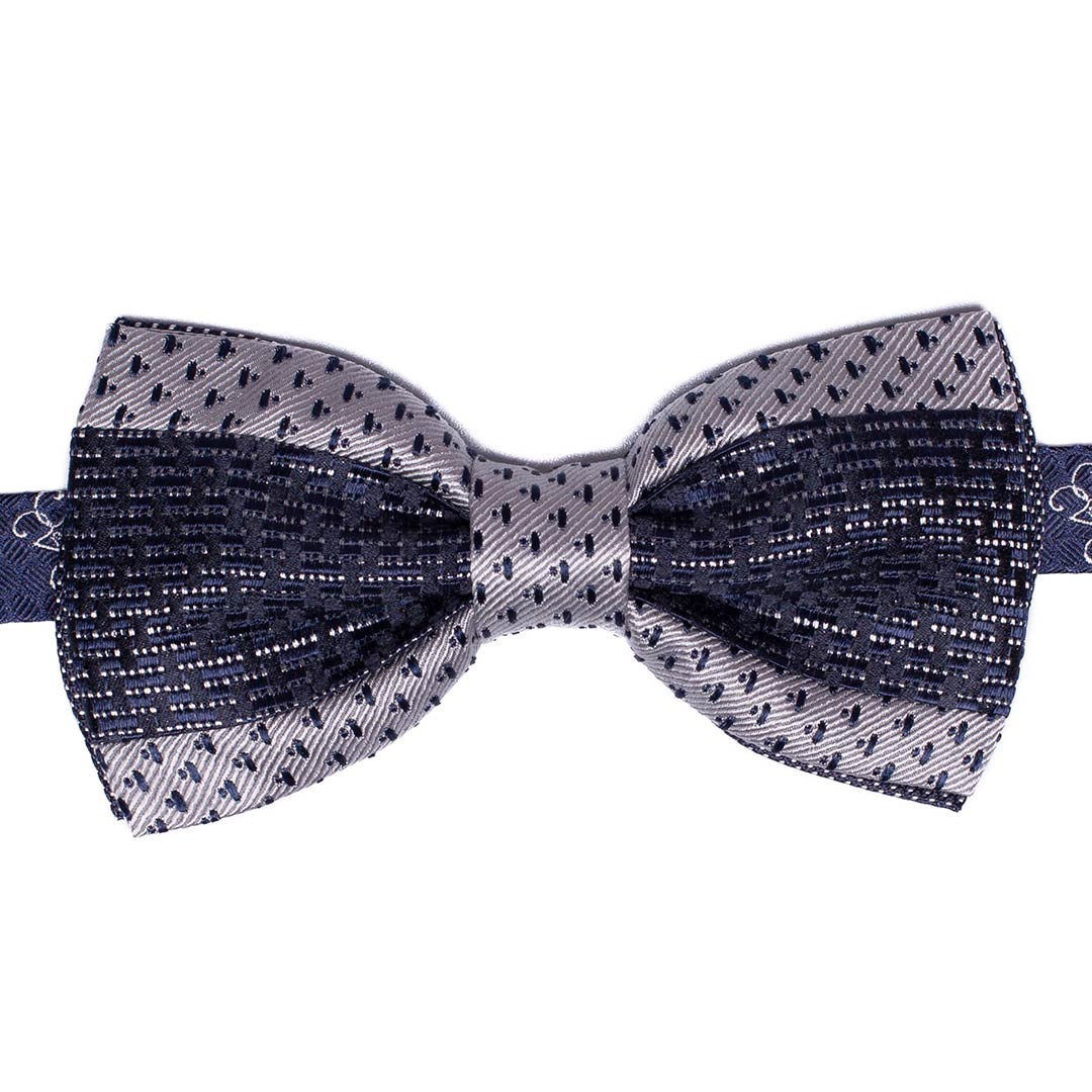 Papillon Uomo Patchwork da Cerimonia di Seta Grigio Argento Blu Made in Italy Graffeo Cravatte
