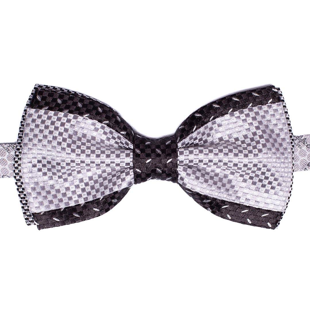 Papillon Uomo Patchwork da Cerimonia di Seta Grigio Argento Blu Made in Italy Graffeo Cravatte