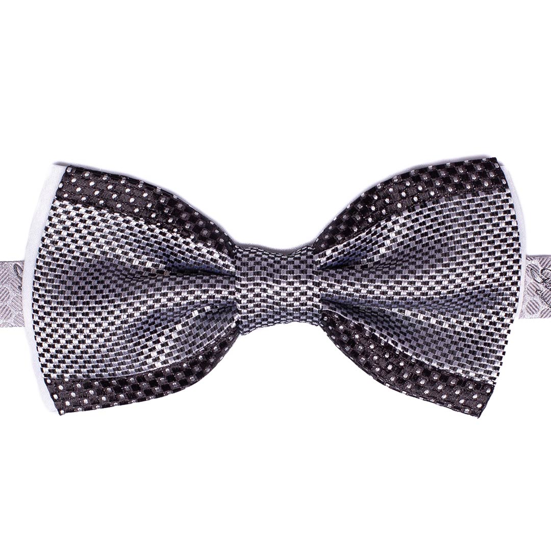 Papillon Uomo Patchwork da Cerimonia di Seta Grigio Argento Nero Made in Italy Graffeo Cravatte