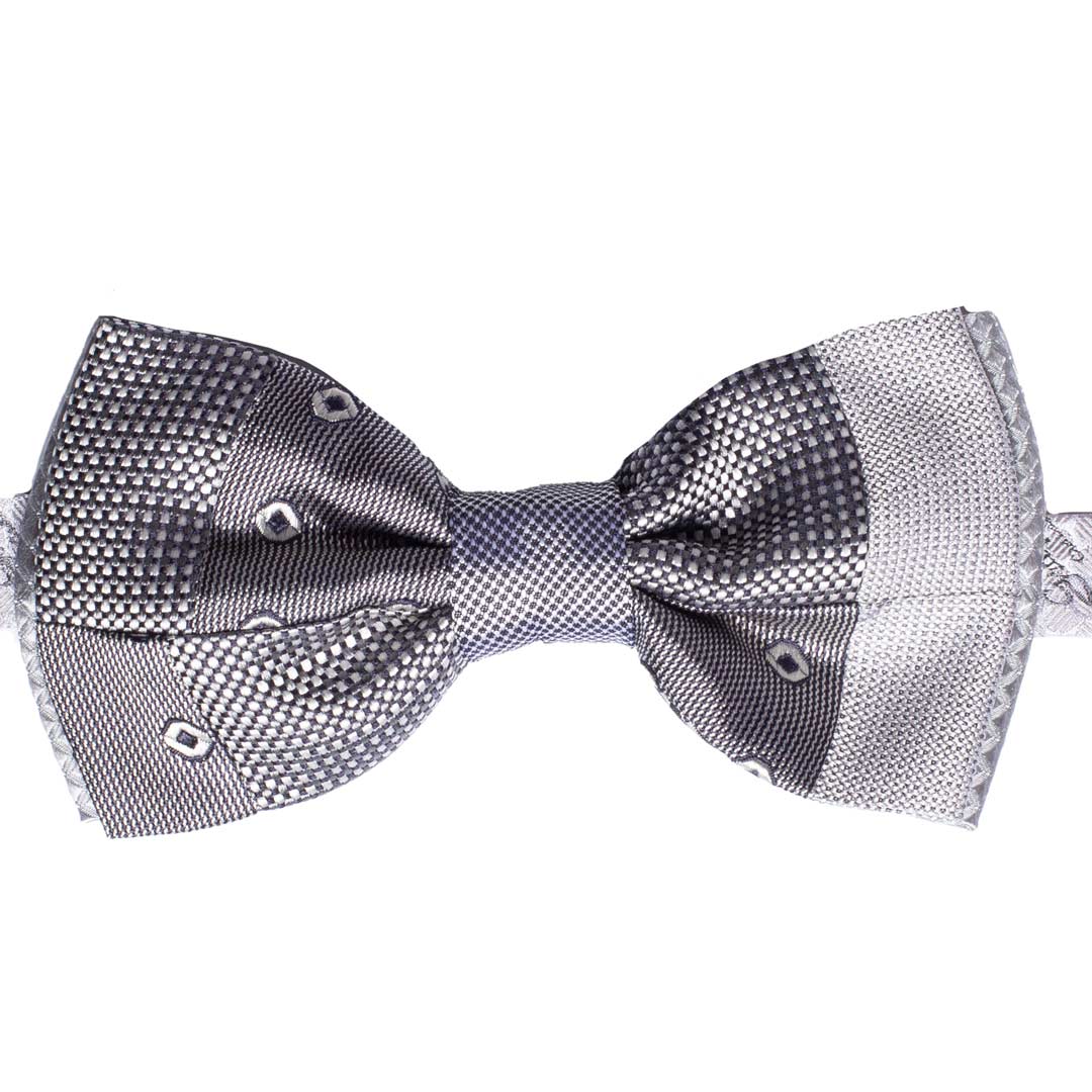 Papillon Uomo Patchwork da Cerimonia di Seta Grigio Blu Made in Italy Graffeo Cravatte