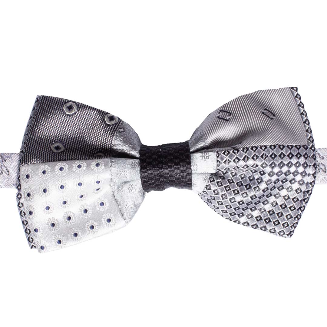 Papillon Uomo Patchwork da Cerimonia di Seta Grigio Nero Blu Made in Italy Graffeo Cravatte