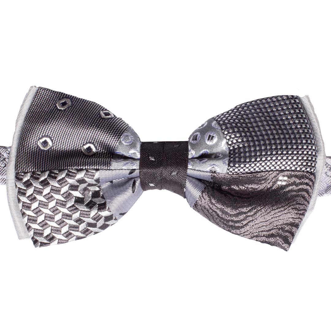 Papillon Uomo Patchwork da Cerimonia di Seta Grigio Nero Made in Italy Graffeo Cravatte
