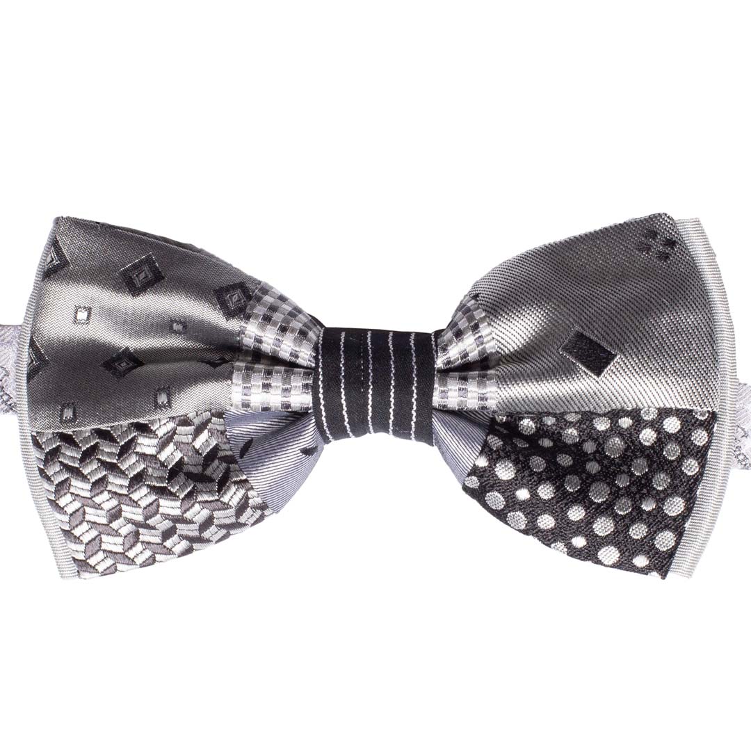 Papillon Uomo Patchwork da Cerimonia di Seta Grigio Nero Made in Italy graffeo Cravatte