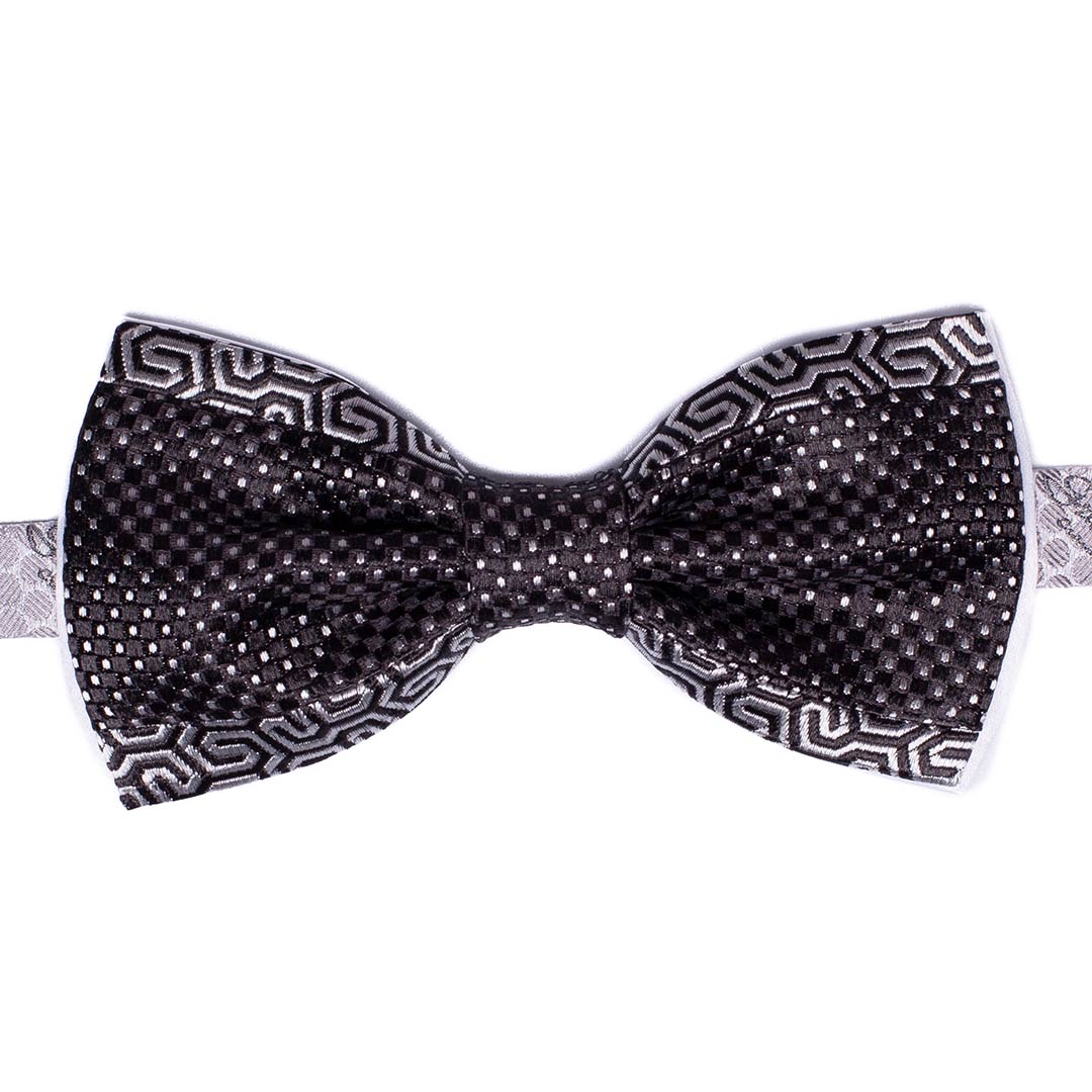 Papillon Uomo Patchwork da Cerimonia di Seta Nero Grigio Argento Made in Italy Graffeo Cravatte