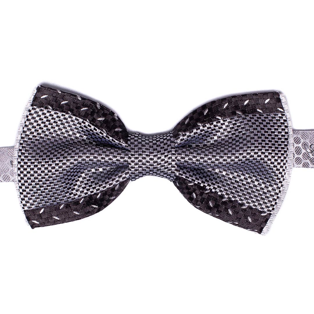Papillon Uomo Patchwork da Cerimonia di Seta Nero Grigio Argento Made in Italy Graffeo Cravatte