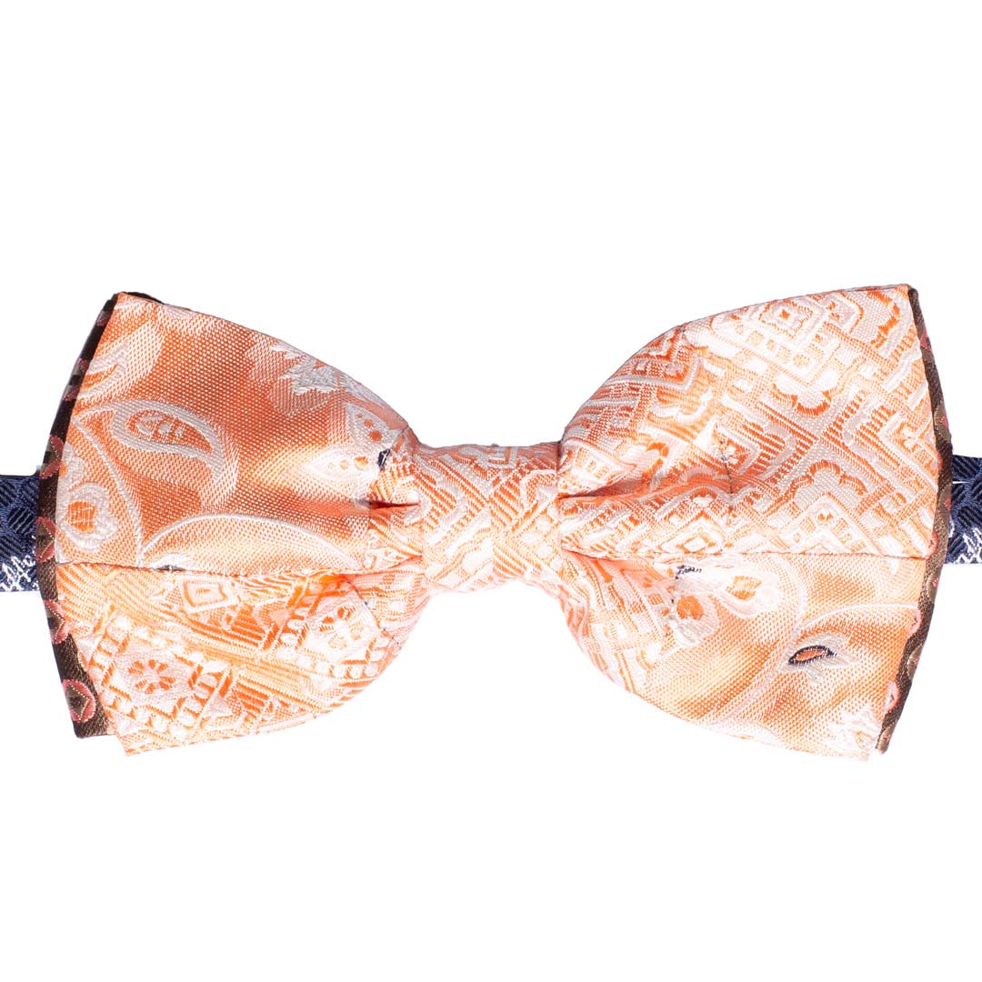 Papillon Uomo Patchwork di Seta Arancione Bianco Made in Italy Graffeo Cravatte