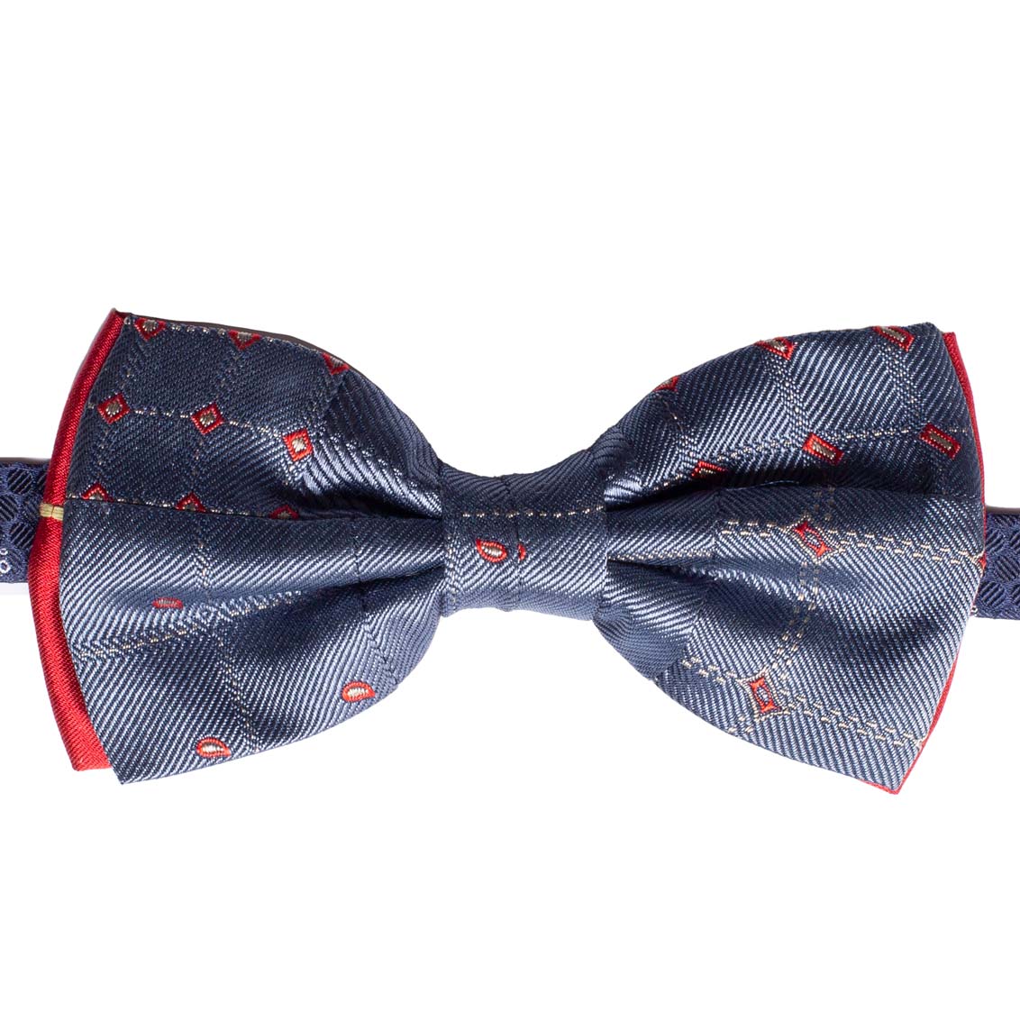 Papillon Uomo Patchwork di Seta Blu Avio Fantasia Multicolor Made in Italy Graffeo Cravatte